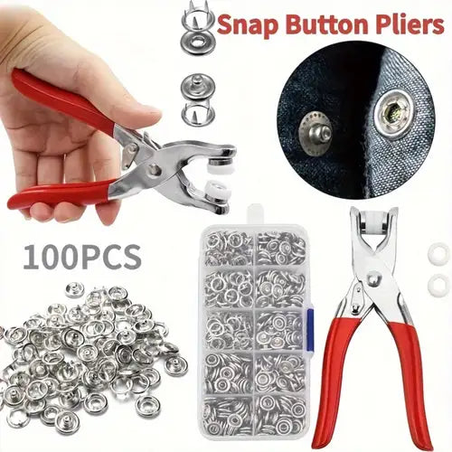 Kit de botones a presión con alicate para reparar ropa sin coser