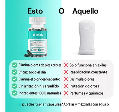 DEOS Desodorante Interno – Control Total del Mal Olor Corporal desde Adentro | Compra Online