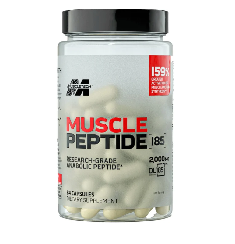 Suplemento Muscle Peptide 185 MuscleTech con DL-185 para la recuperación muscular