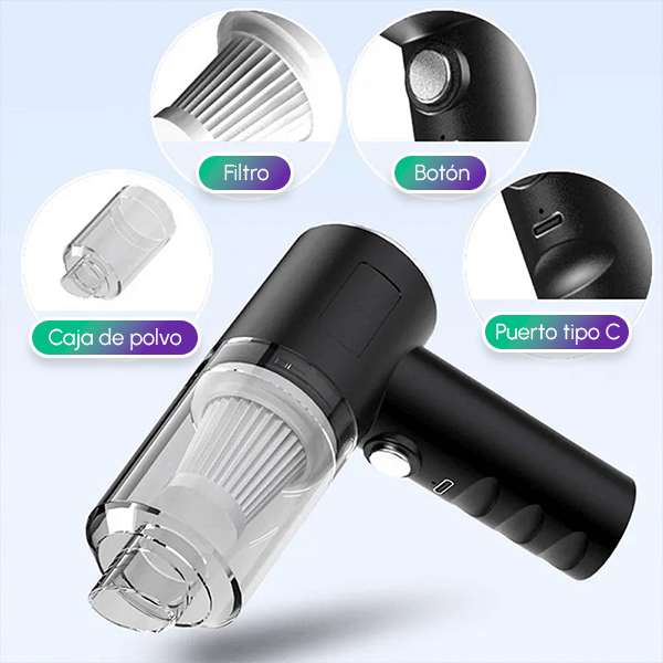 Aspiradora Portátil Premium | Potente, Recargable y Compacta para Casa y Auto + Envío GRATIS