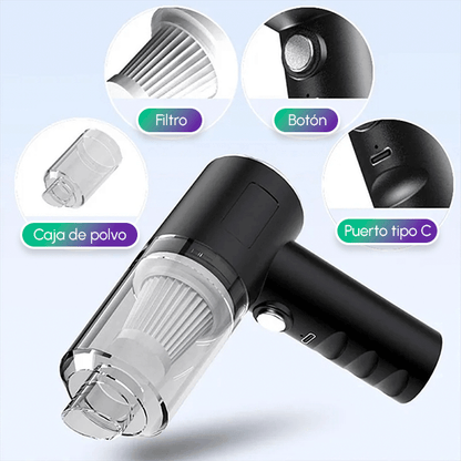 Aspiradora Portátil Premium | Potente, Recargable y Compacta para Casa y Auto + Envío GRATIS