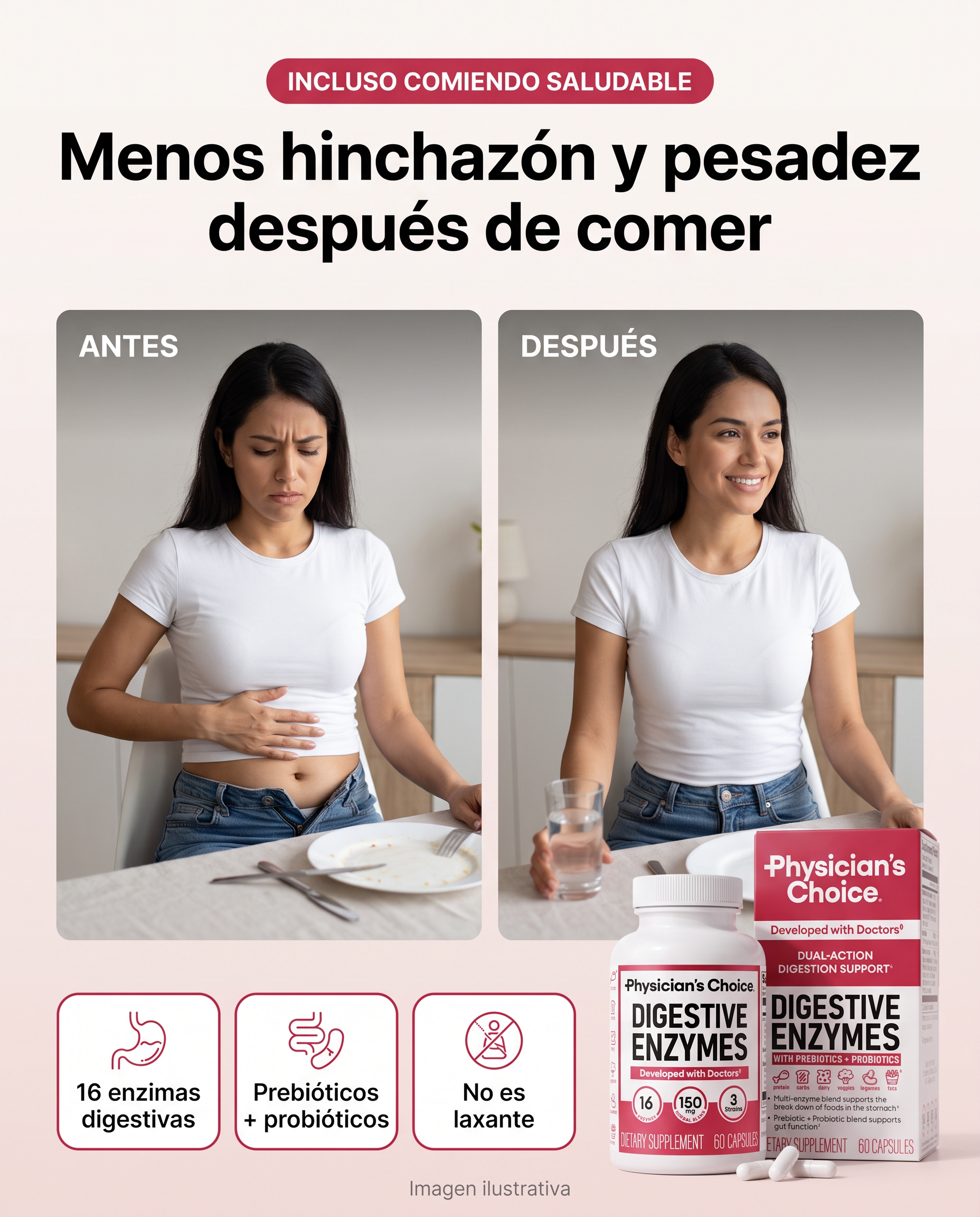 Enzimas digestivas: menos hinchazón y pesadez después de comer
