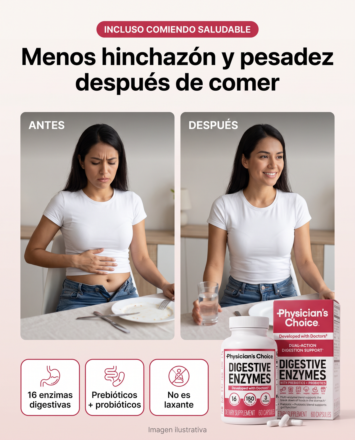 Enzimas digestivas: menos hinchazón y pesadez después de comer