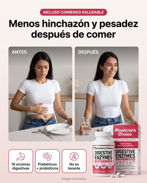 Enzimas digestivas: menos hinchazón y pesadez después de comer