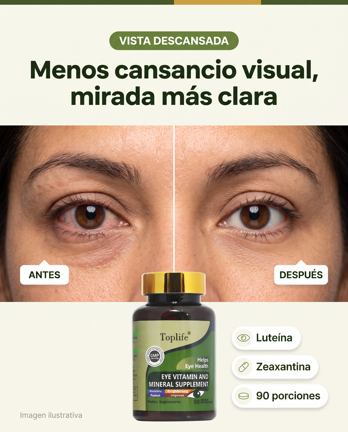Vitaminas para los ojos Zoone Eye con luteína y zeaxantina para el cansancio visual