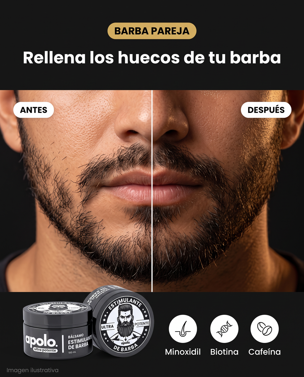 Bálsamo para barba APOLO, aplicación en la barba