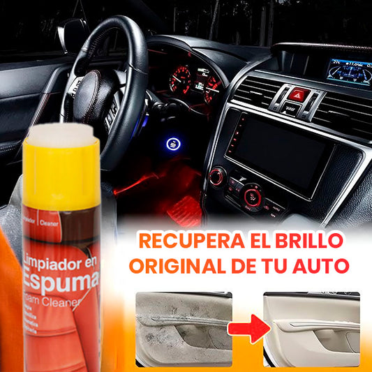 Limpiador en espuma multiusos para autos y hogar que ayuda a quitar grasa y suciedad